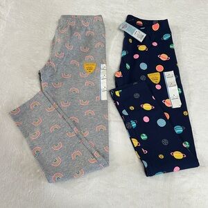 Cat & Jack Girls Rainbow & Planet Print Leggings - Gray & Navy